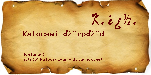 Kalocsai Árpád névjegykártya