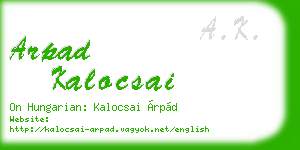 arpad kalocsai business card